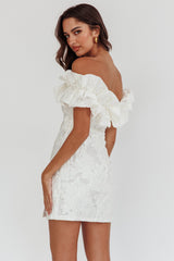 Memoire Off-Shoulder Textured Mini Dress White
